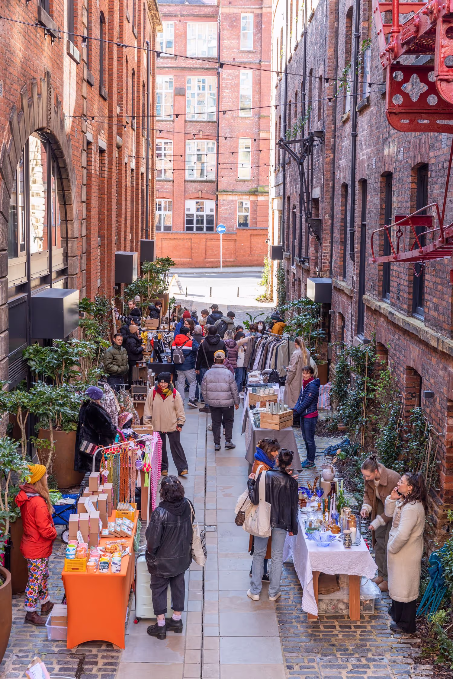 Community around local market.